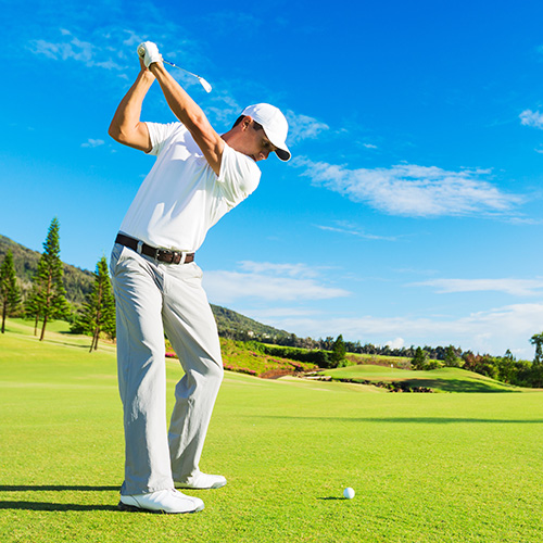 Golfer in a backswing.