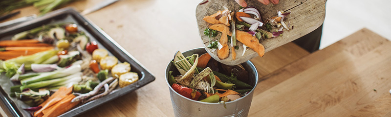 Making compost from vegetable leftovers.