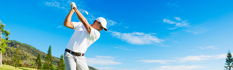 Golfer in a backswing.